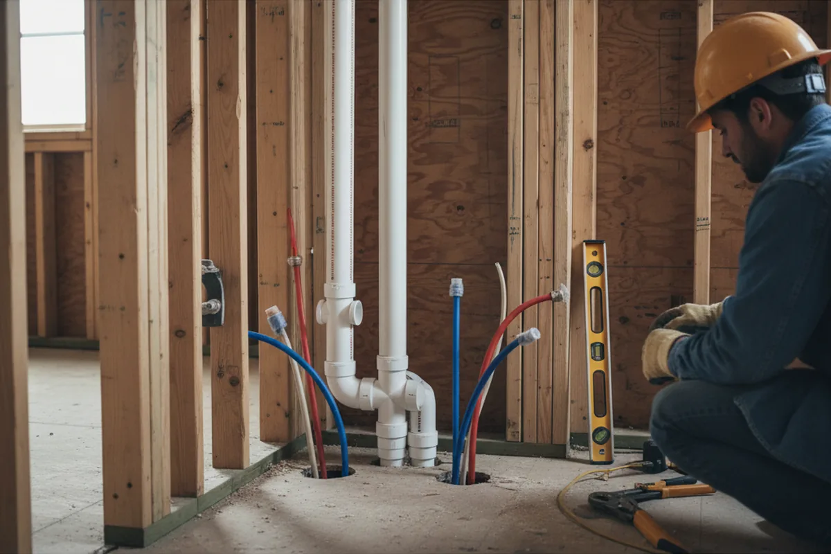 Drain and supply rough-in during Leak Detection in Wesley Chapel
