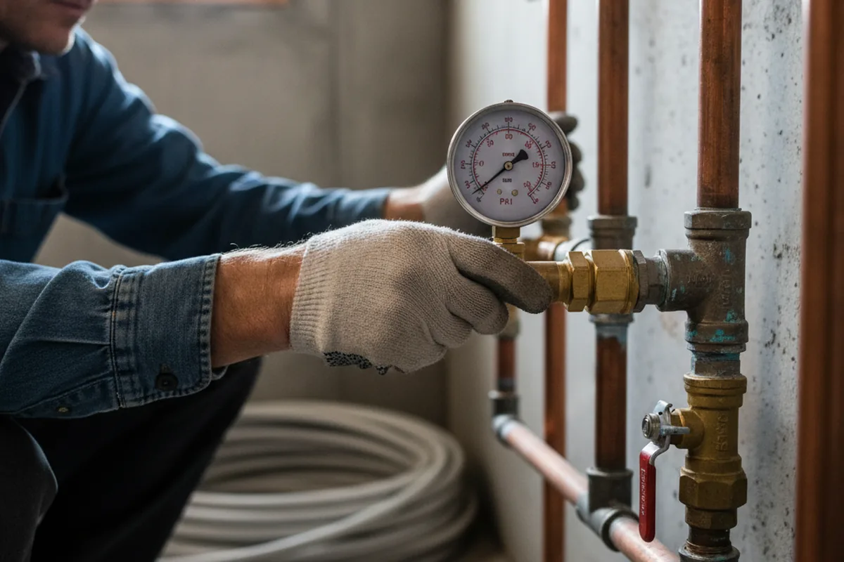 Pressure testing a repaired line during Water Line Repair in Wesley Chapel